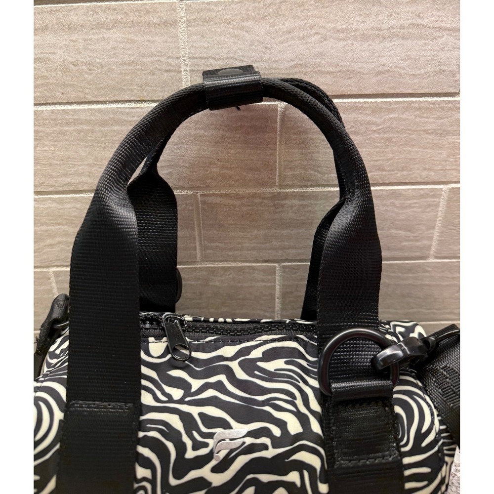 Fabletics Black/White Compact Zebra Print Mini Grip Duffle Bag/Purse/Gym Bag - Picture 3 of 10